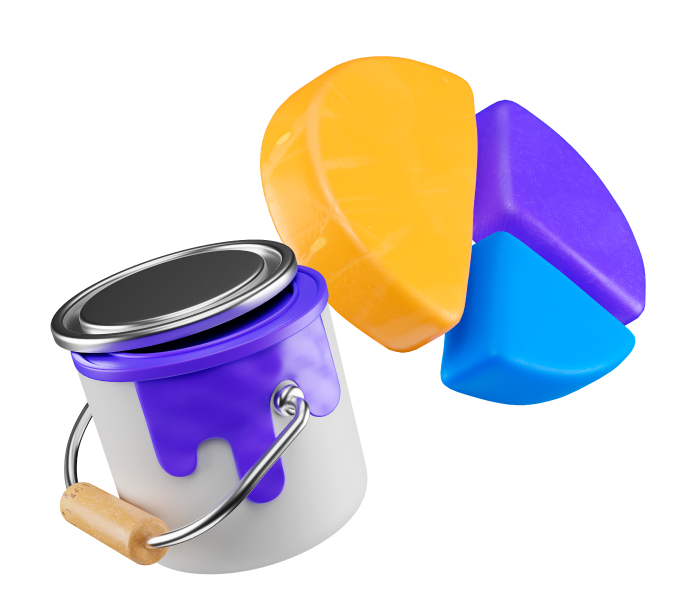 Graphic Vector of a Spilled bucket and a Pie chart